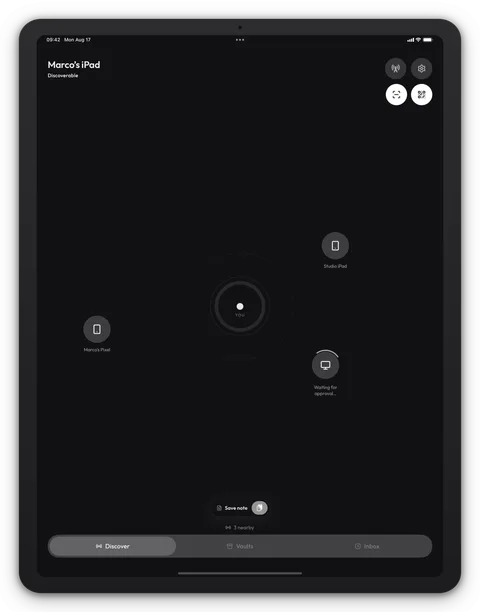 Breeze Μεταφορά σε εξέλιξη σε iPad, θέμα Dark