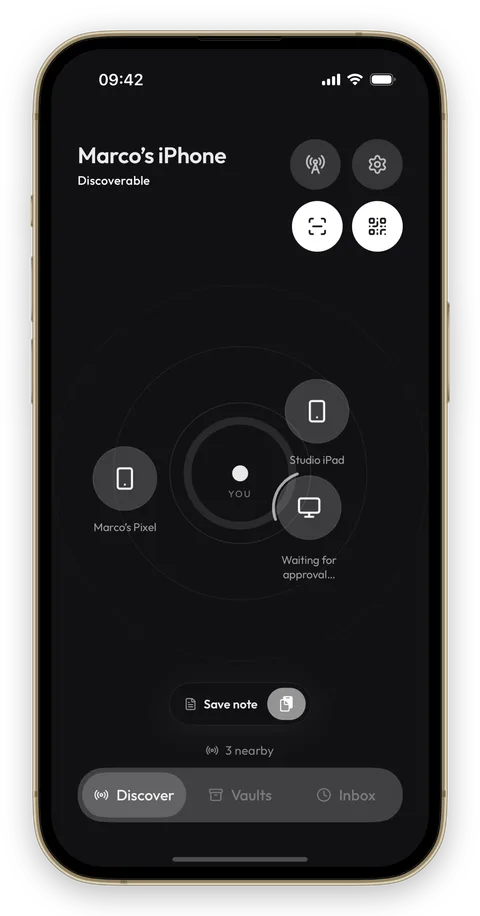 Breeze Μεταφορά σε εξέλιξη σε iPhone, θέμα Dark