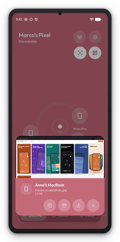 Breeze Κάρτα άφιξης σε Τηλέφωνο Android, θέμα Rose