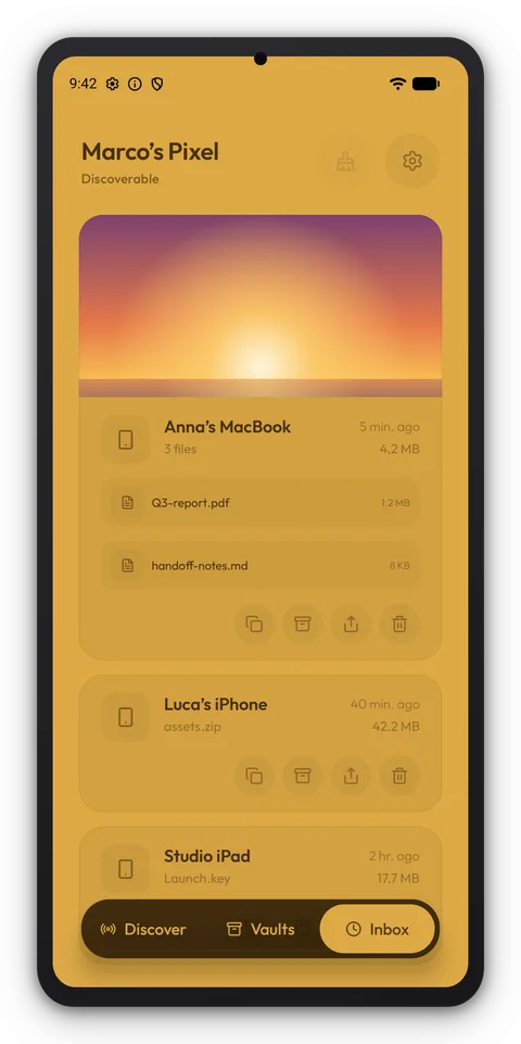 Breeze Εισερχόμενα σε Τηλέφωνο Android, θέμα Marigold