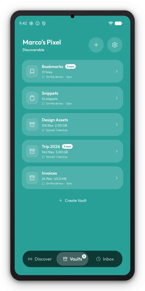 Breeze Κρύπτες σε Τηλέφωνο Android, θέμα Teal