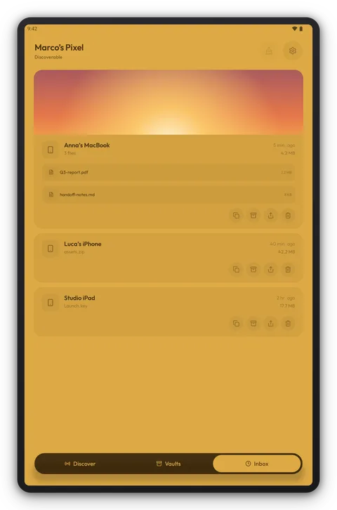 Breeze Εισερχόμενα σε Tablet Android, θέμα Marigold