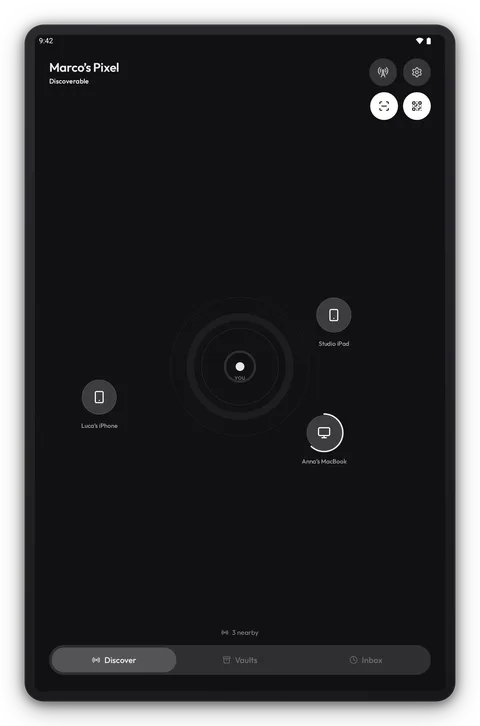 Breeze Μεταφορά σε εξέλιξη σε Tablet Android, θέμα Dark