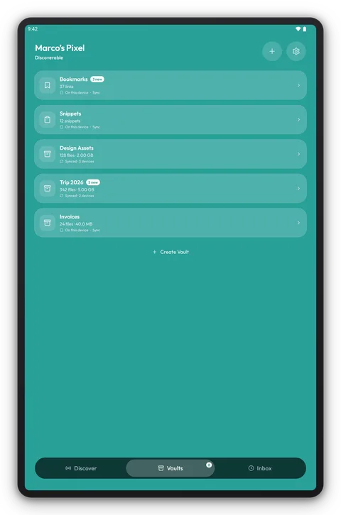 Breeze Κρύπτες σε Tablet Android, θέμα Teal